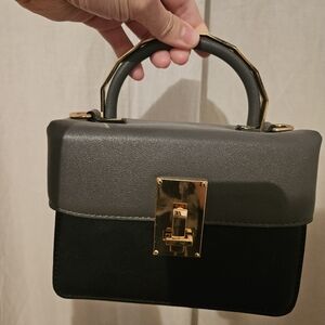 Mini Gray and Black With Green, Red, And Orange Handbag